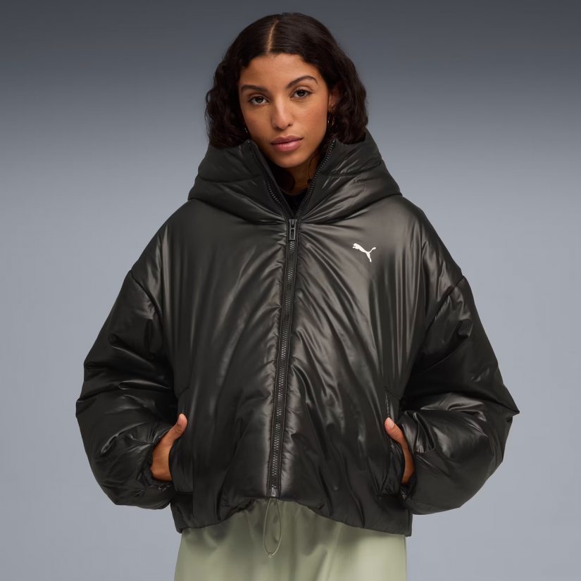 Shiny Hooded Padded Jacket