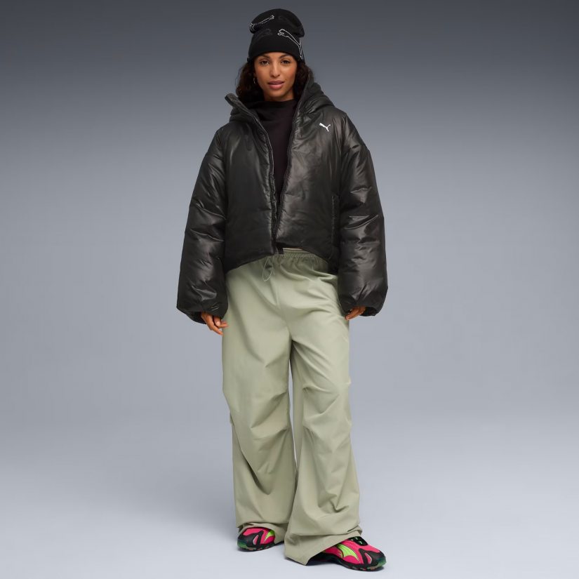 Shiny Hooded Padded Jacket