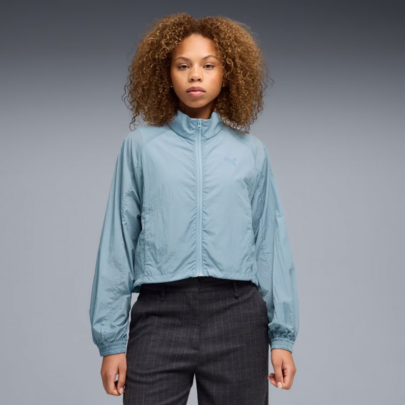 HER RELAXED FULL-ZIP WOVEN J